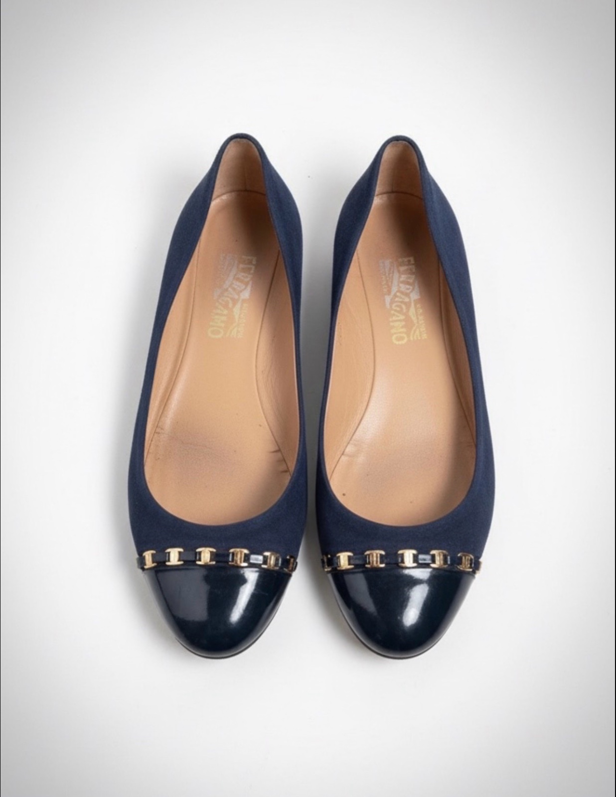 Ballerines dain et cuir vernis SALVATORE FERRAGAMO