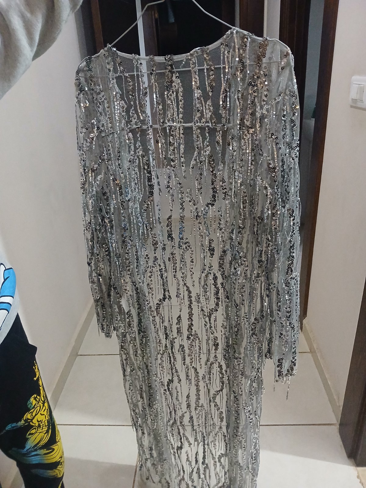 Kimino argent pailletée avec franges 