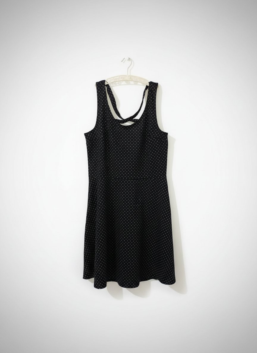 Robe noire avec des points blancs 