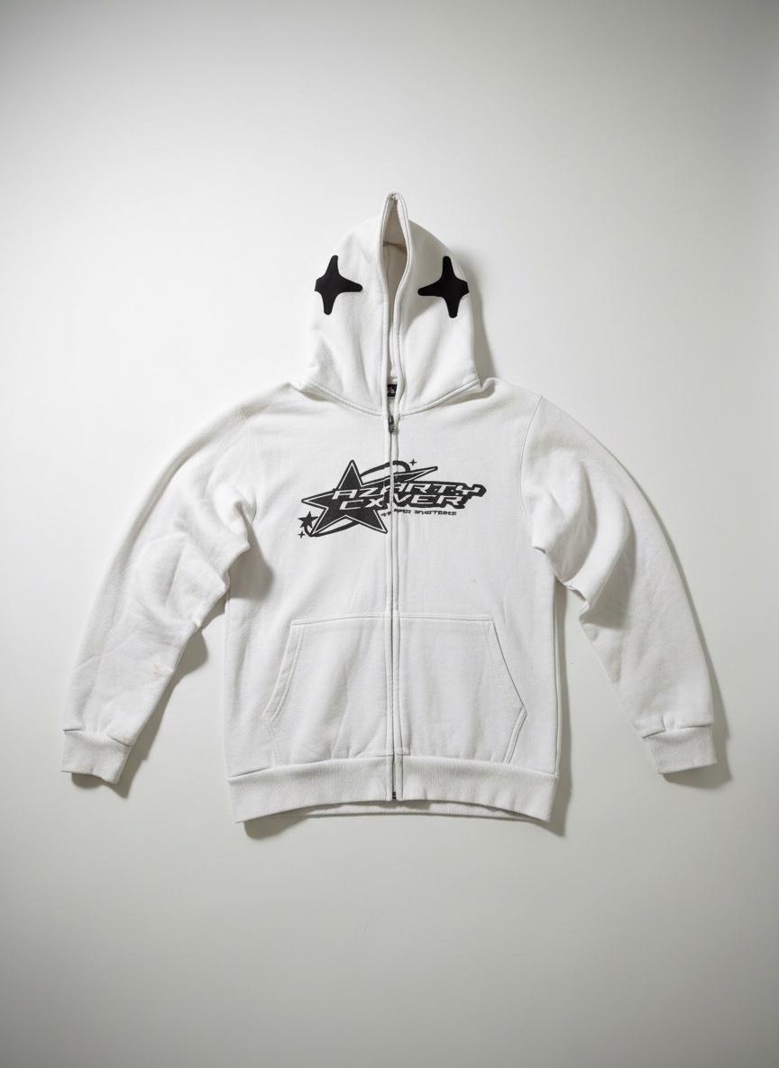 White Zipper Hoodie