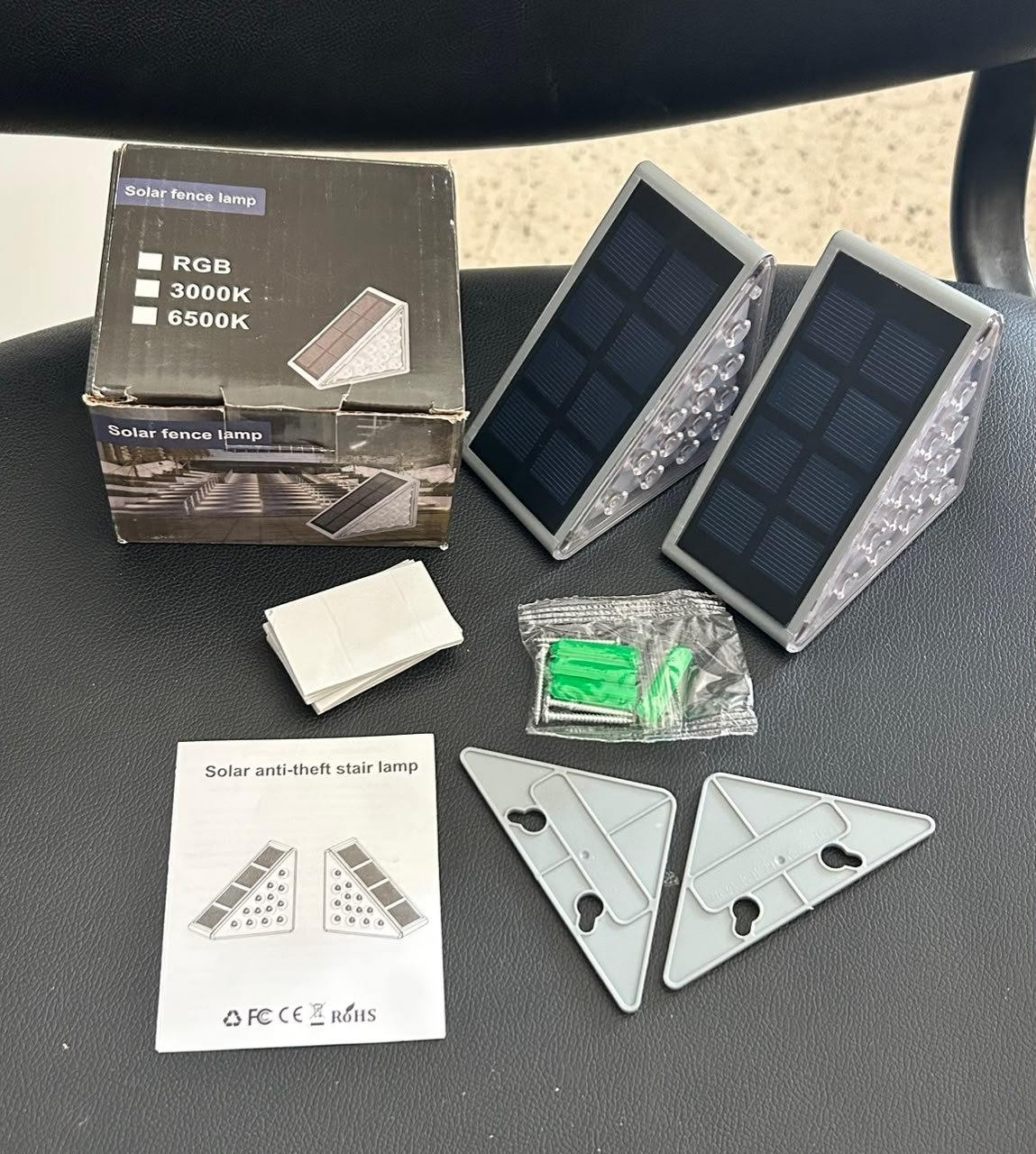 Lot de 2 lampes solaires LED étanches pour escaliers extérieurs