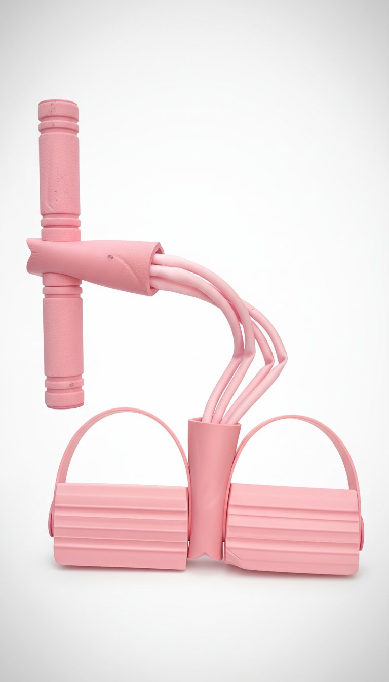 Bandes de résistance à 4 tubes  avec poignées antidérapantes pour la musculation, la minceur de la taille homme femme  - Rose