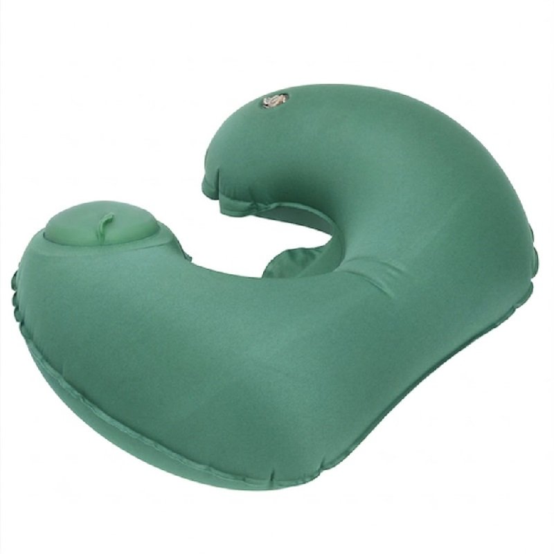 Oreiller de voyage gonflable en forme de U - Coussin de cou gonflable - Vert