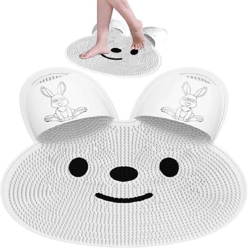 Tapis de lavage et massage des pieds pour salle de bain - Blanc