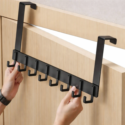 Porte Manteau Mural Avec 8 Crochets, Métal ,Pour Entrée Et Chambre À Coucher(Noir)