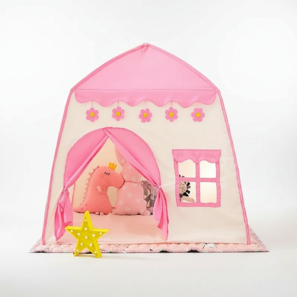 Tente de jeu portable pour enfants, maison de jeu magique en tissu avec guirlandes lumineuses