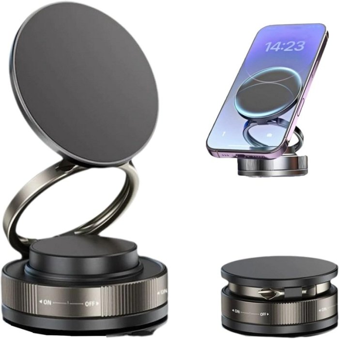 Support de téléphone magnétique pour Voiture à Ventouse 360° Pliable pour Toute Surface Lisse