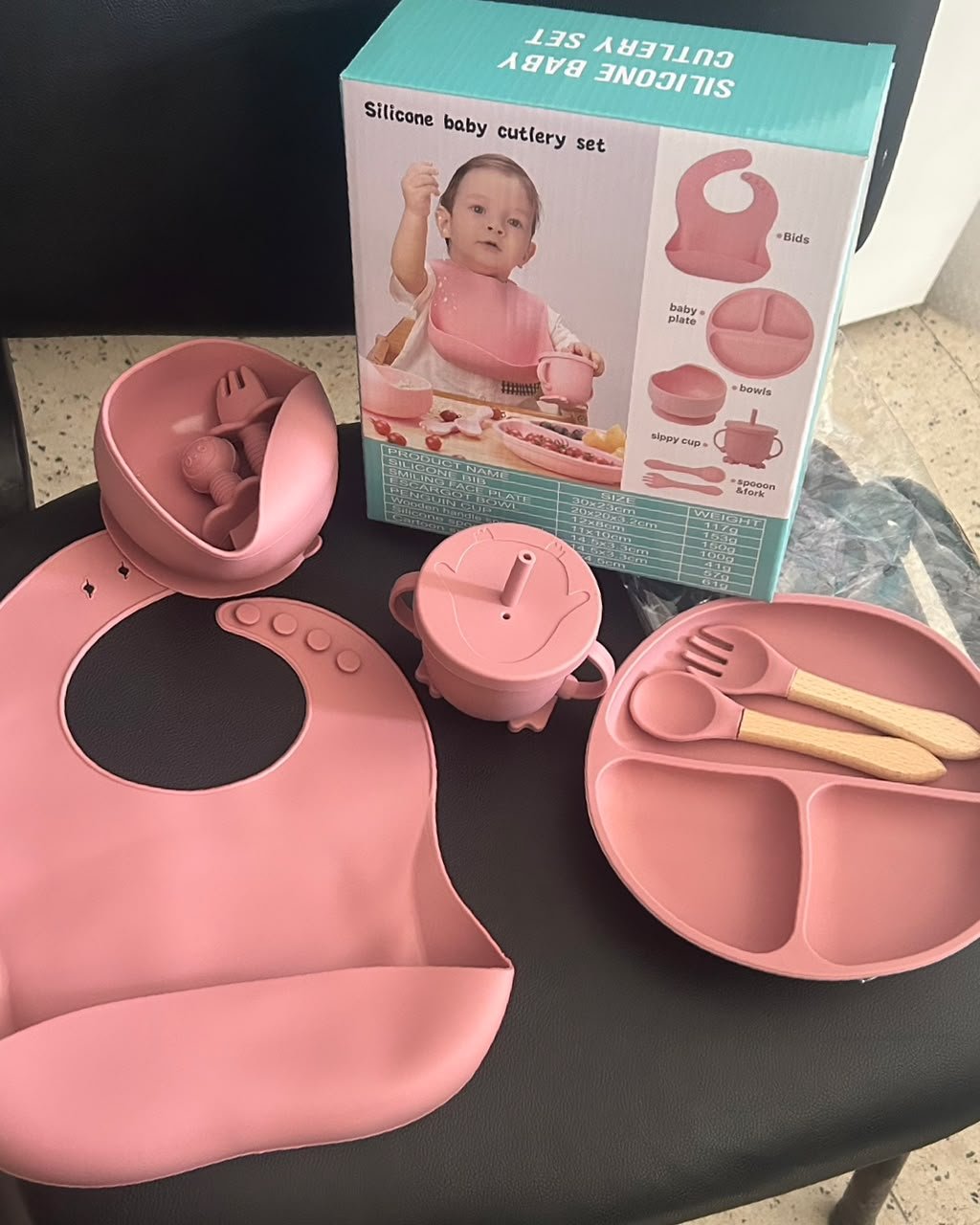 Ensemble Repas Bébé 9 pièces en Silicone