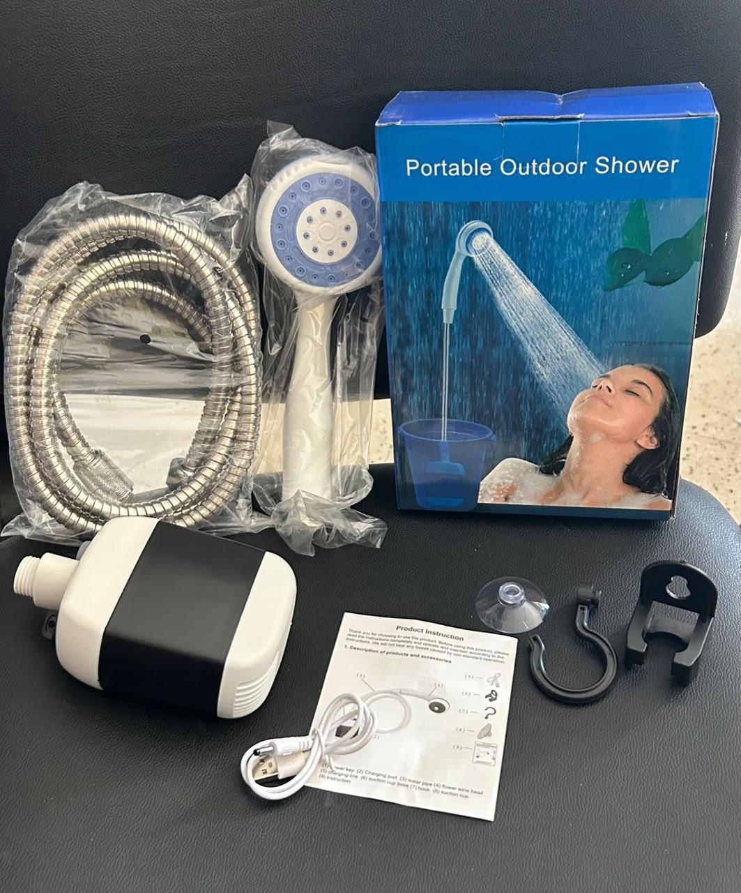 Pommeau de douche portable pour camping, , extérieur, rechargeable, câble USB