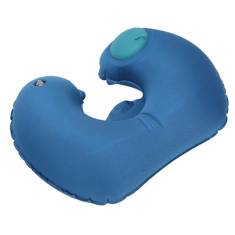 Oreiller de voyage gonflable en forme de U - Coussin de cou gonflable - Bleu foncé