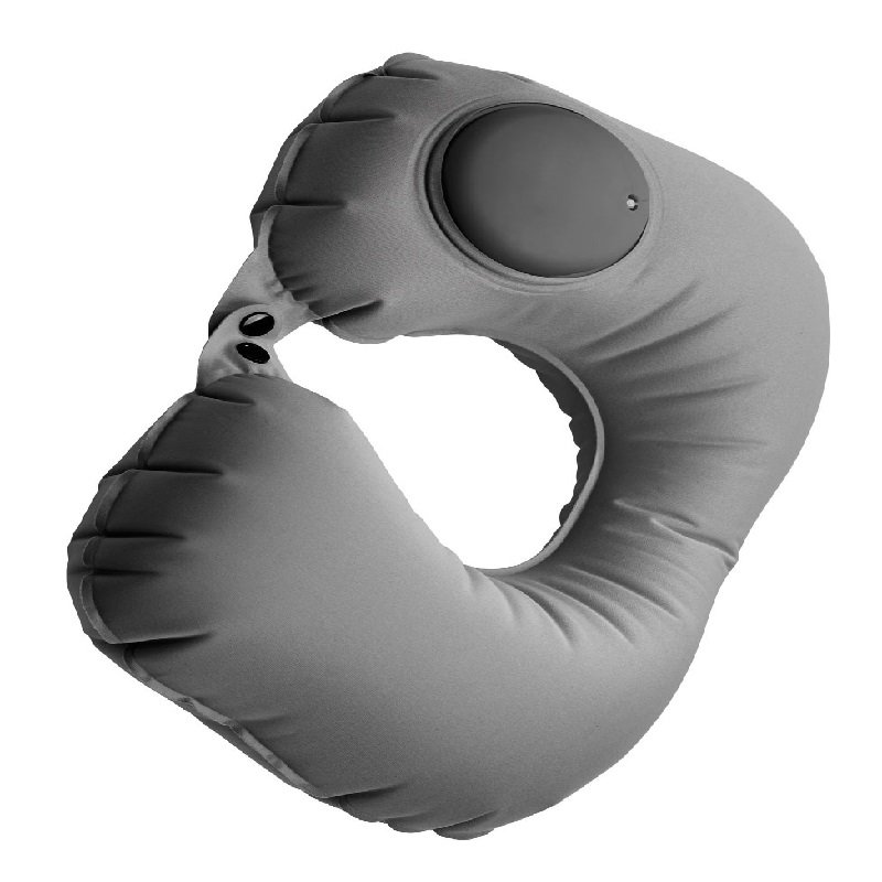 Oreiller de voyage gonflable en forme de U - Coussin de cou gonflable - Gris