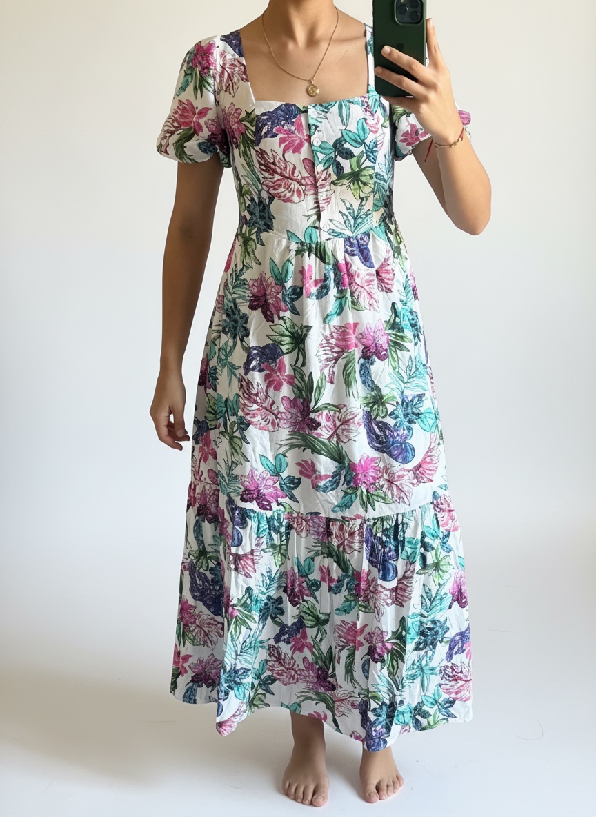 Robe fleurie avec etiquette 