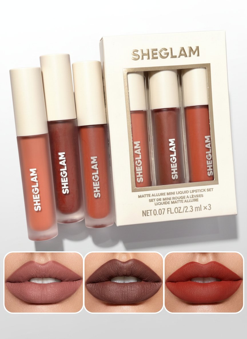 Pack  3 lipstick nude sheglam 