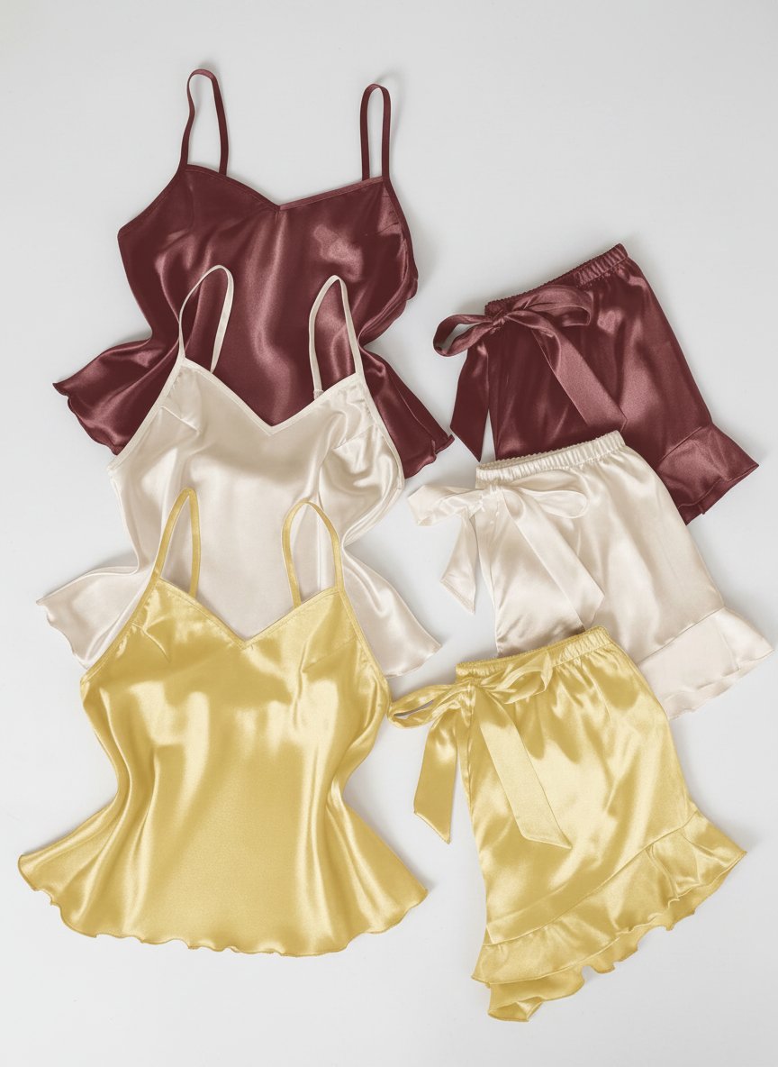 Pack pyjama de nuit deux pièces en vrai satin 
