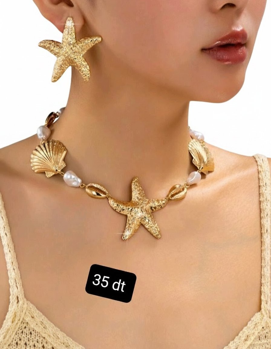 Parure bijoux de plage en acier inoxydable 