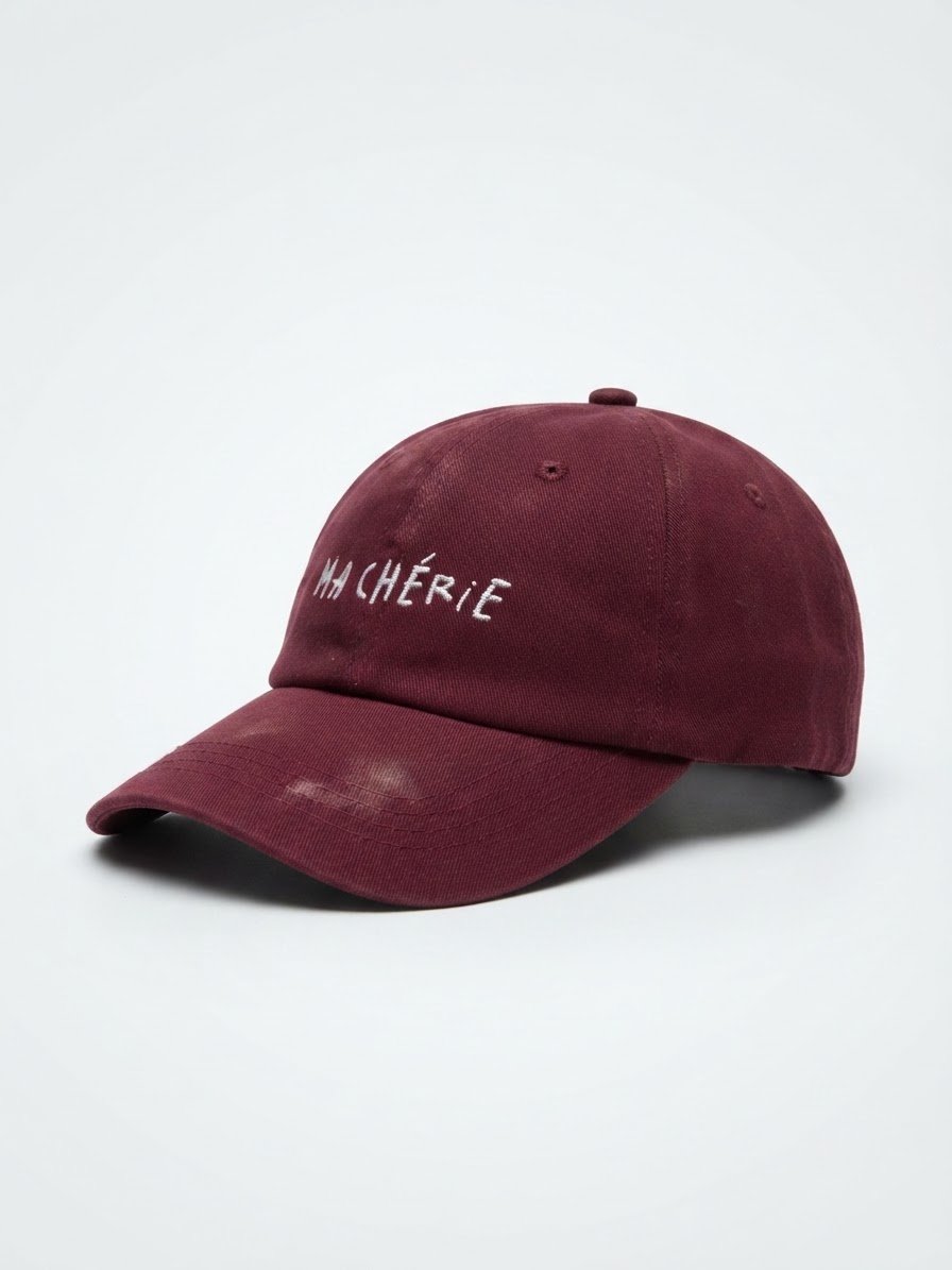 Casquette Bordeaux Embroidered "Ma Chérie" - Style Minimaliste Chic
