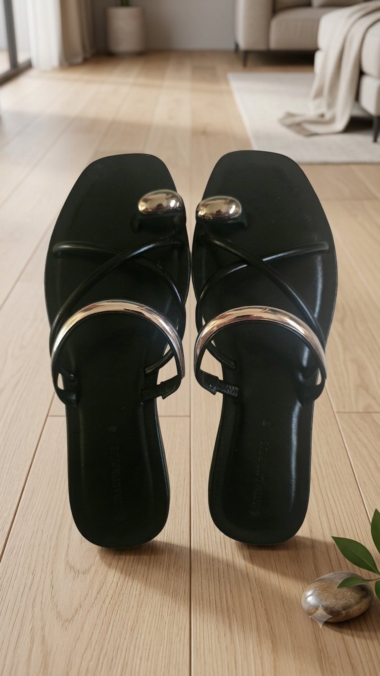 Flat sandals with metal details