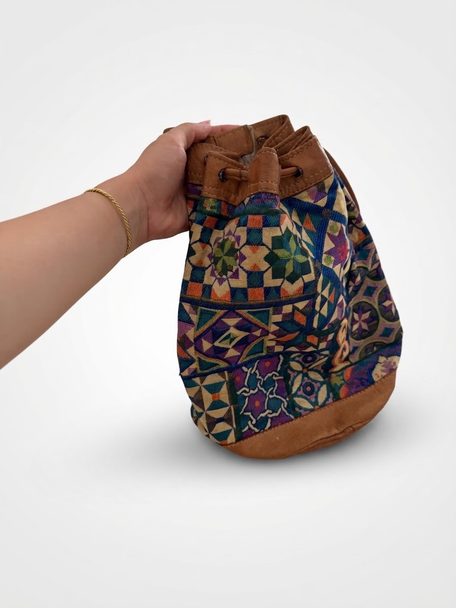 Sac a dos en cuir et en tisssu 