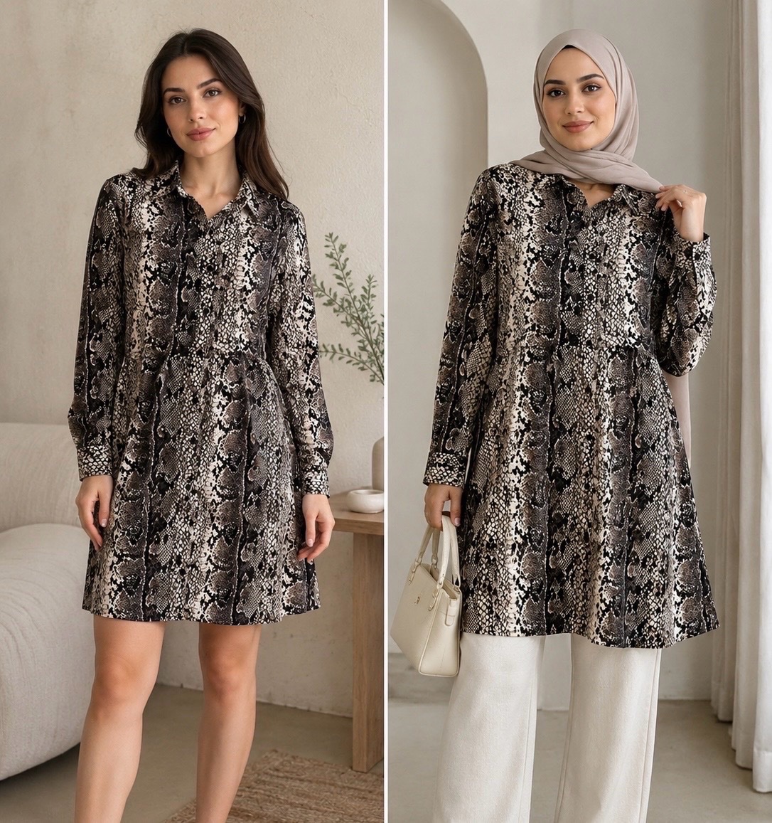 Robe chemise Stradivarius taille M, imprimé effet serpent