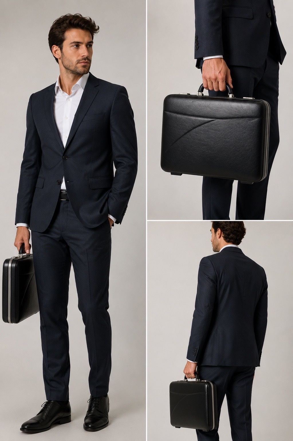 Attaché-case en cuir noir