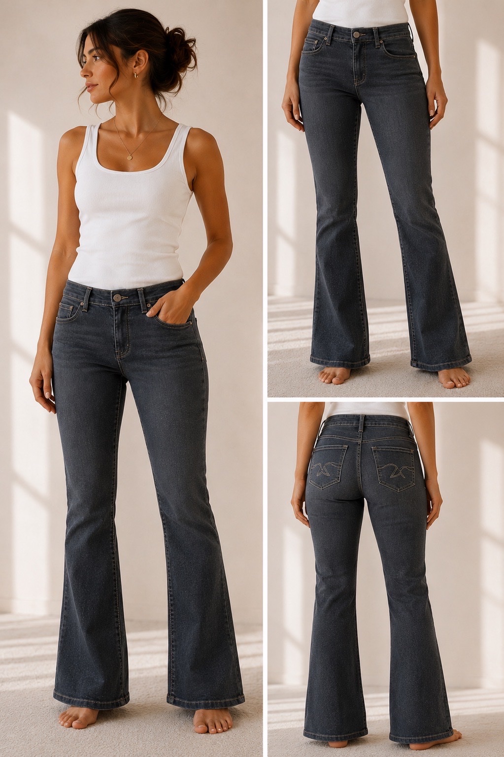 Jean bootcut gris foncé taille M