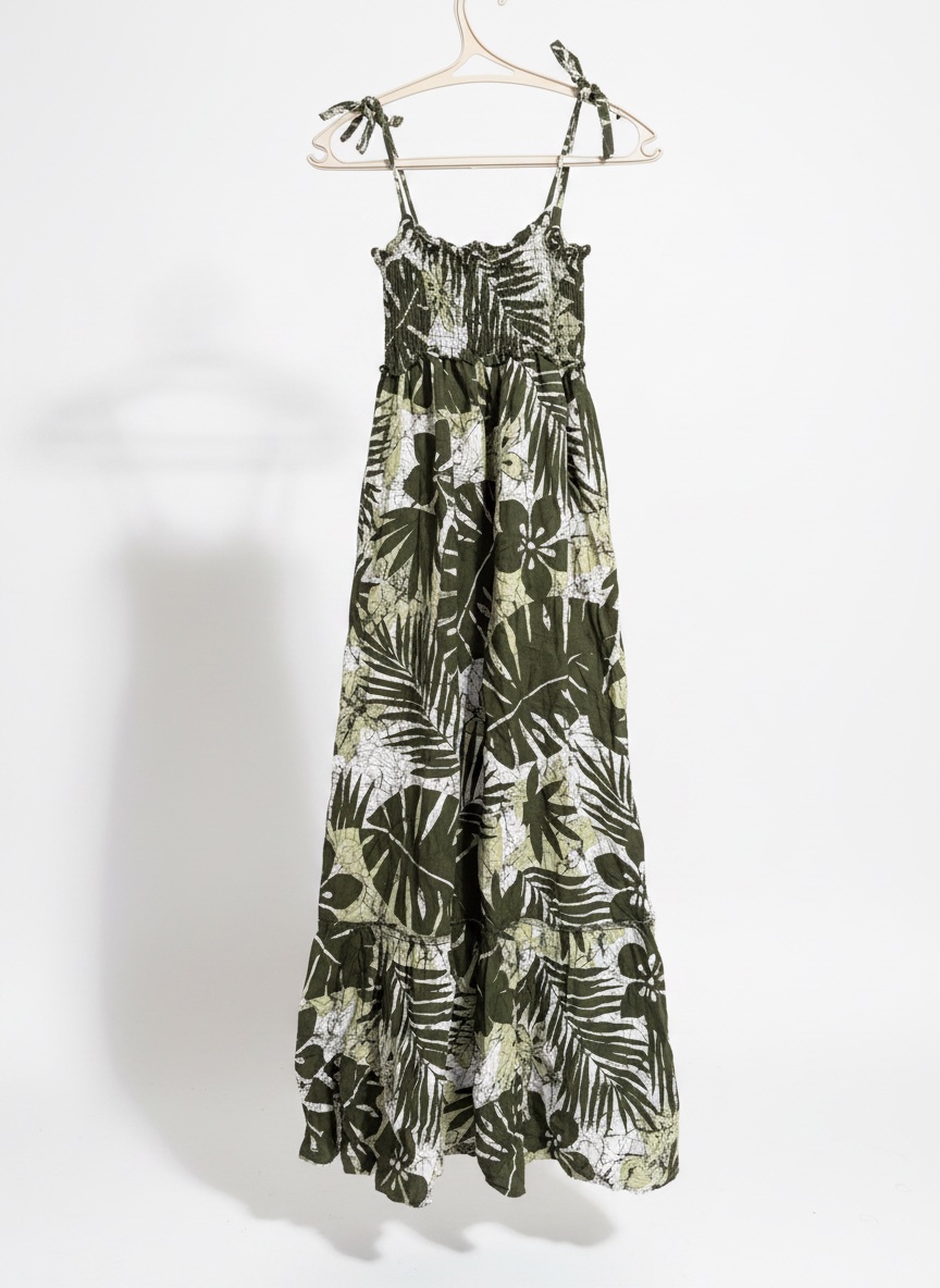 Robe longue motif tropical