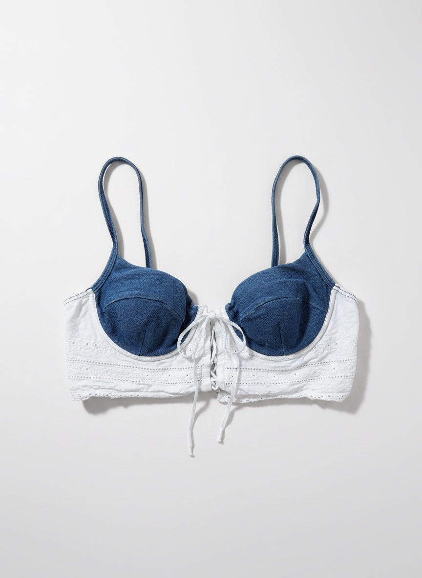 Corset en jean et broderie anglaise 