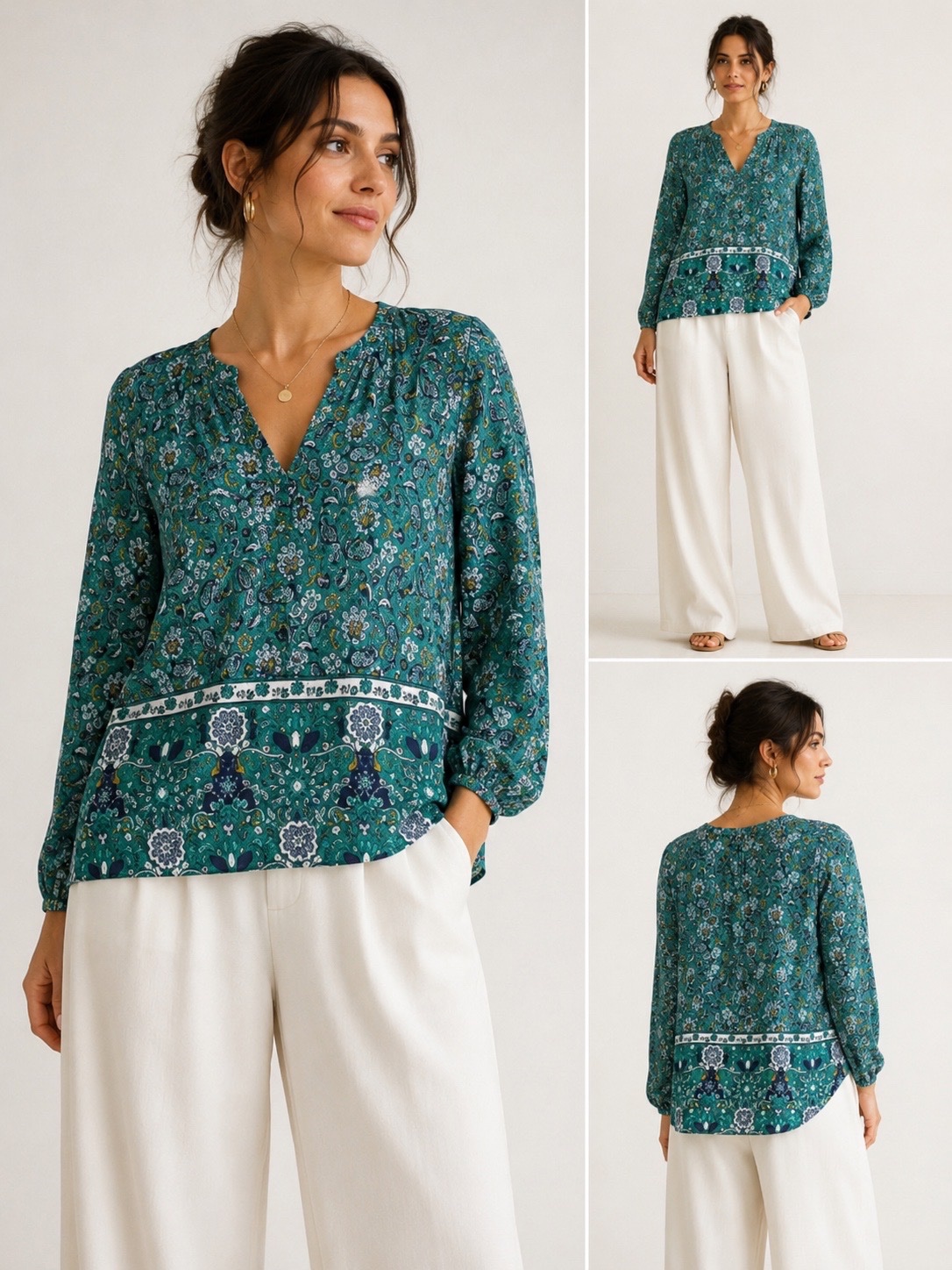 Blouse Zen Basic taille M aux magnifiques motifs bohèmes 