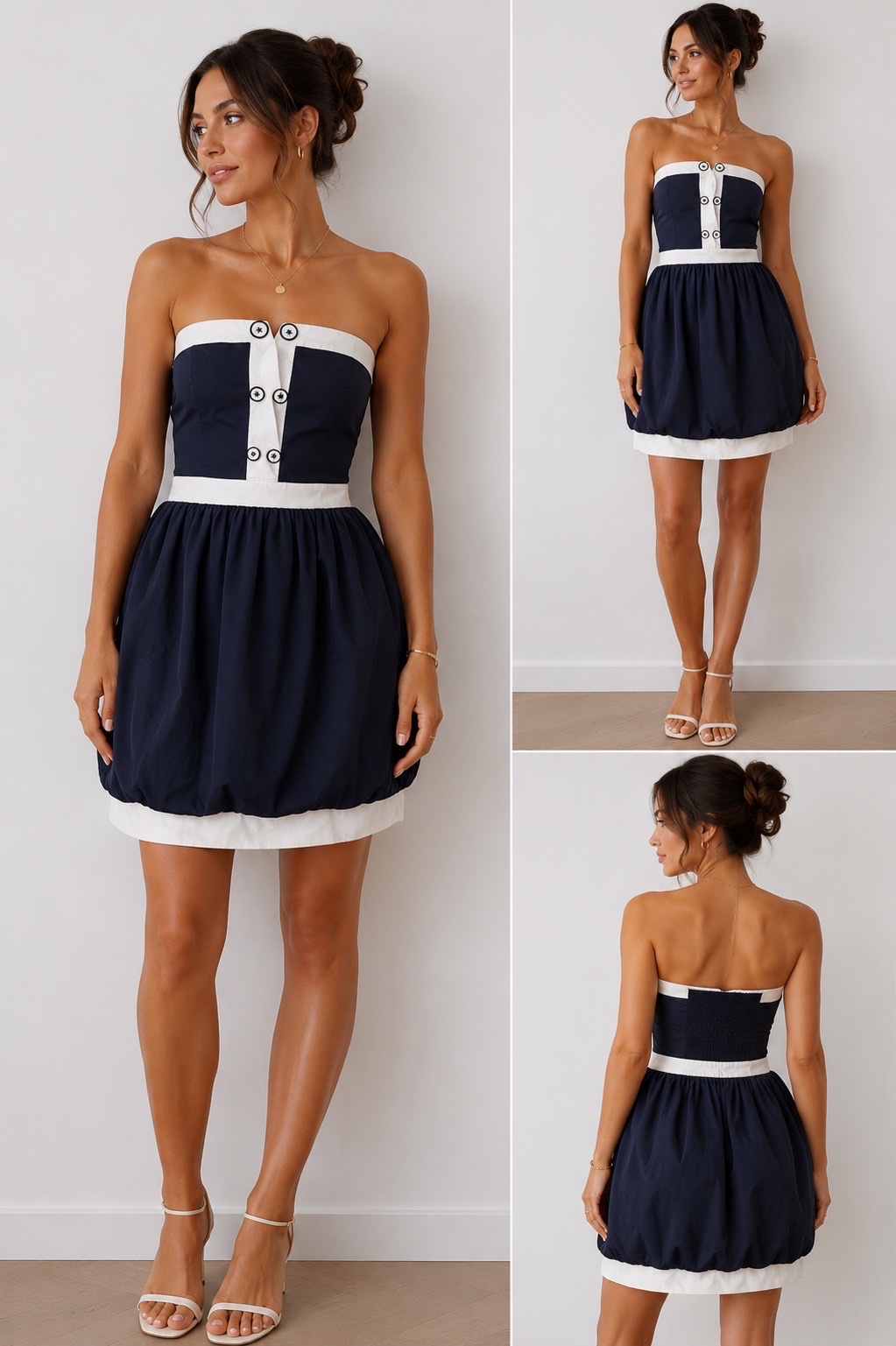 Robe ballon bleu et blanc 