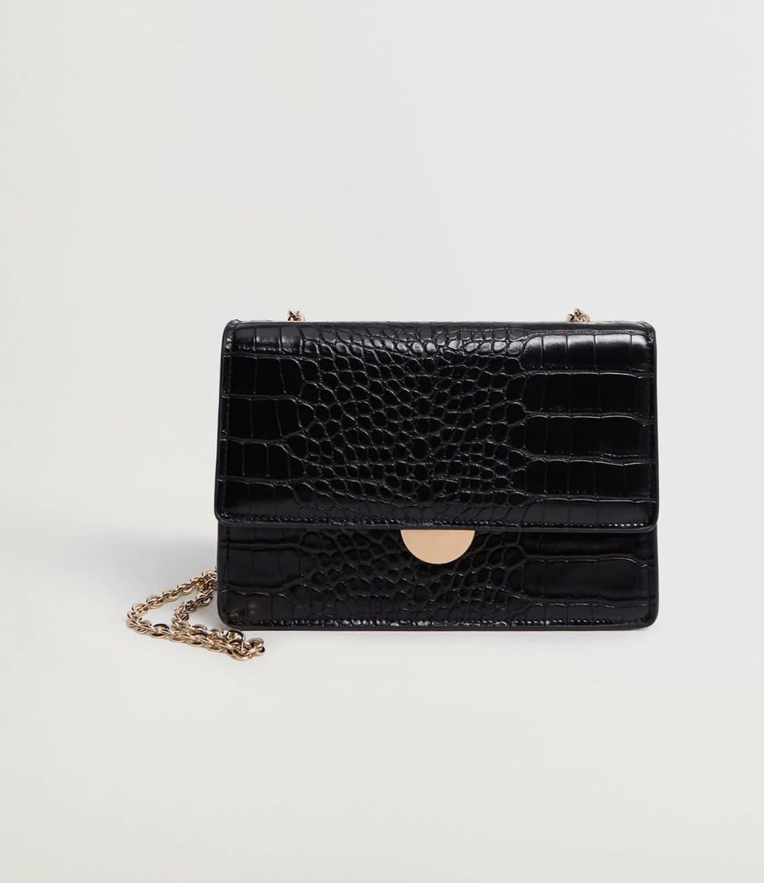 Sac mango effet croco noir  