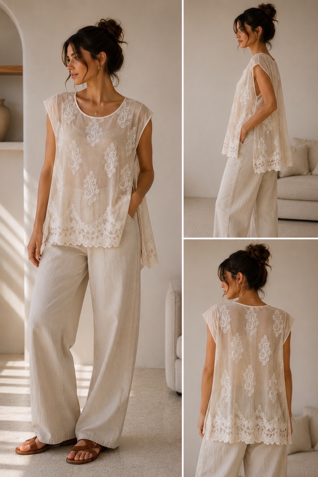 Haut transparent blanc cassé taille 38/40 