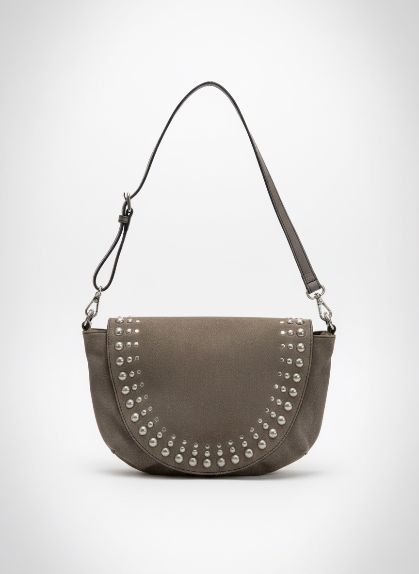 Sac en daim gris clouté