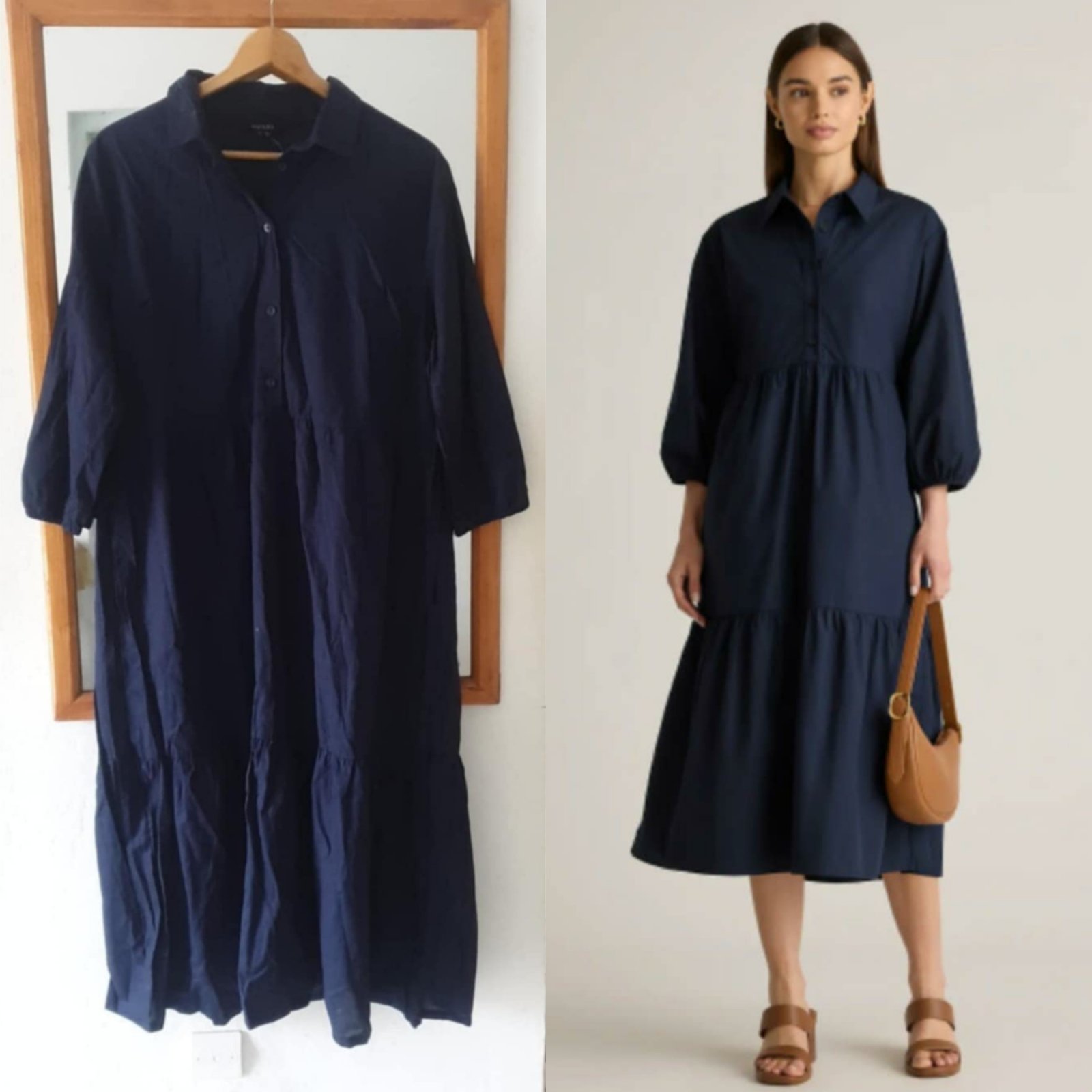 Robe bleu marine taille 46 jamais porté  tissu fluide 100% coton kima tissu les chemises 