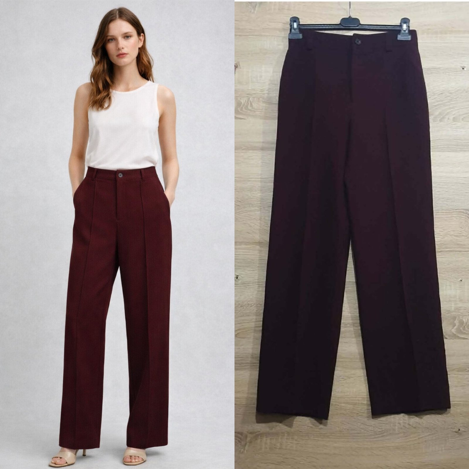Pantalon zara large burgundy maktoub taille S mais réellement ylabes taille 38