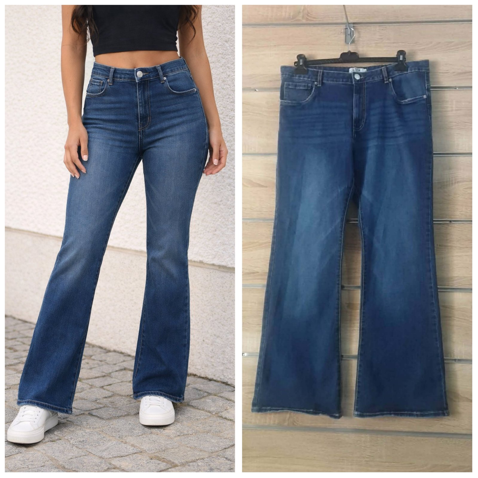 Pantalon jeans évasé taille 13=  44-44 fort 