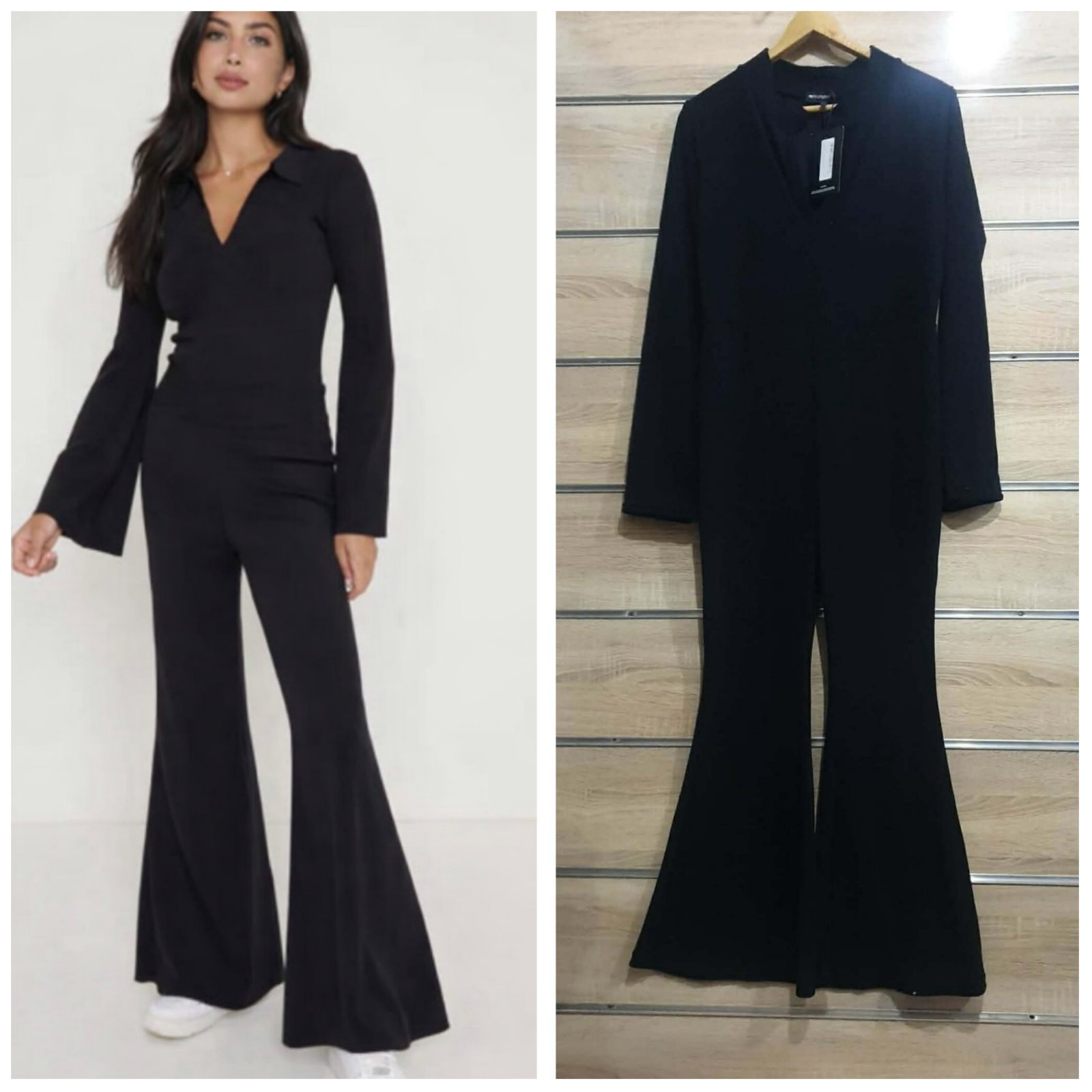 Jumpsuit noir patte d'éléphant tlabes 42-44 