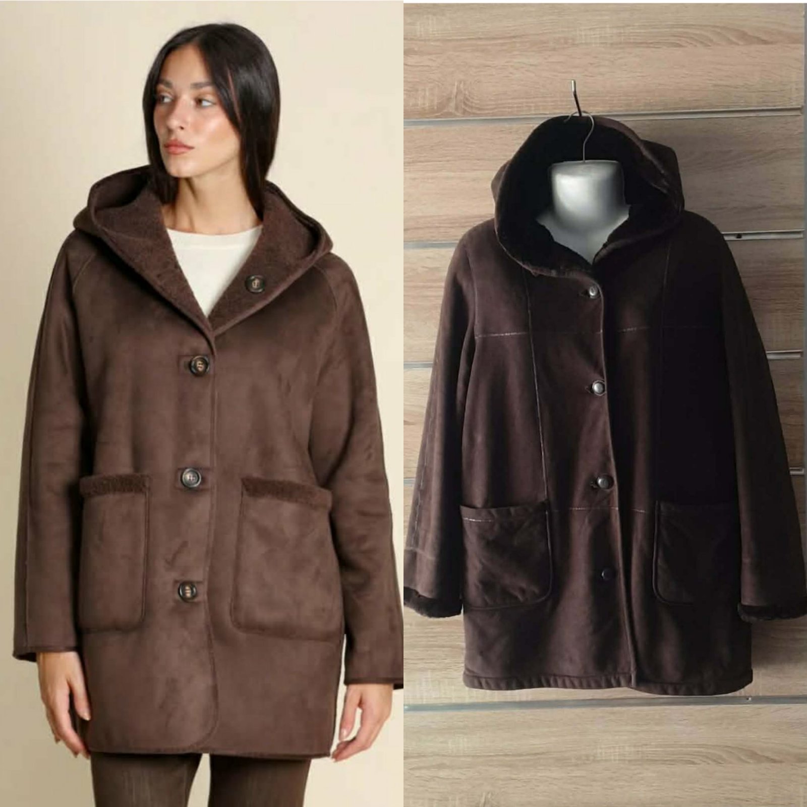Manteau daim marron chocolat ylabes taille 38