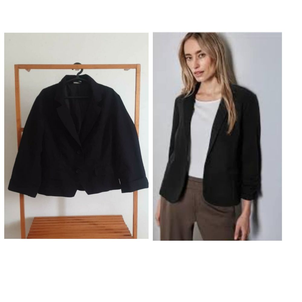 blazer noir courte tlabes taille 40-42 avec manches 3/4