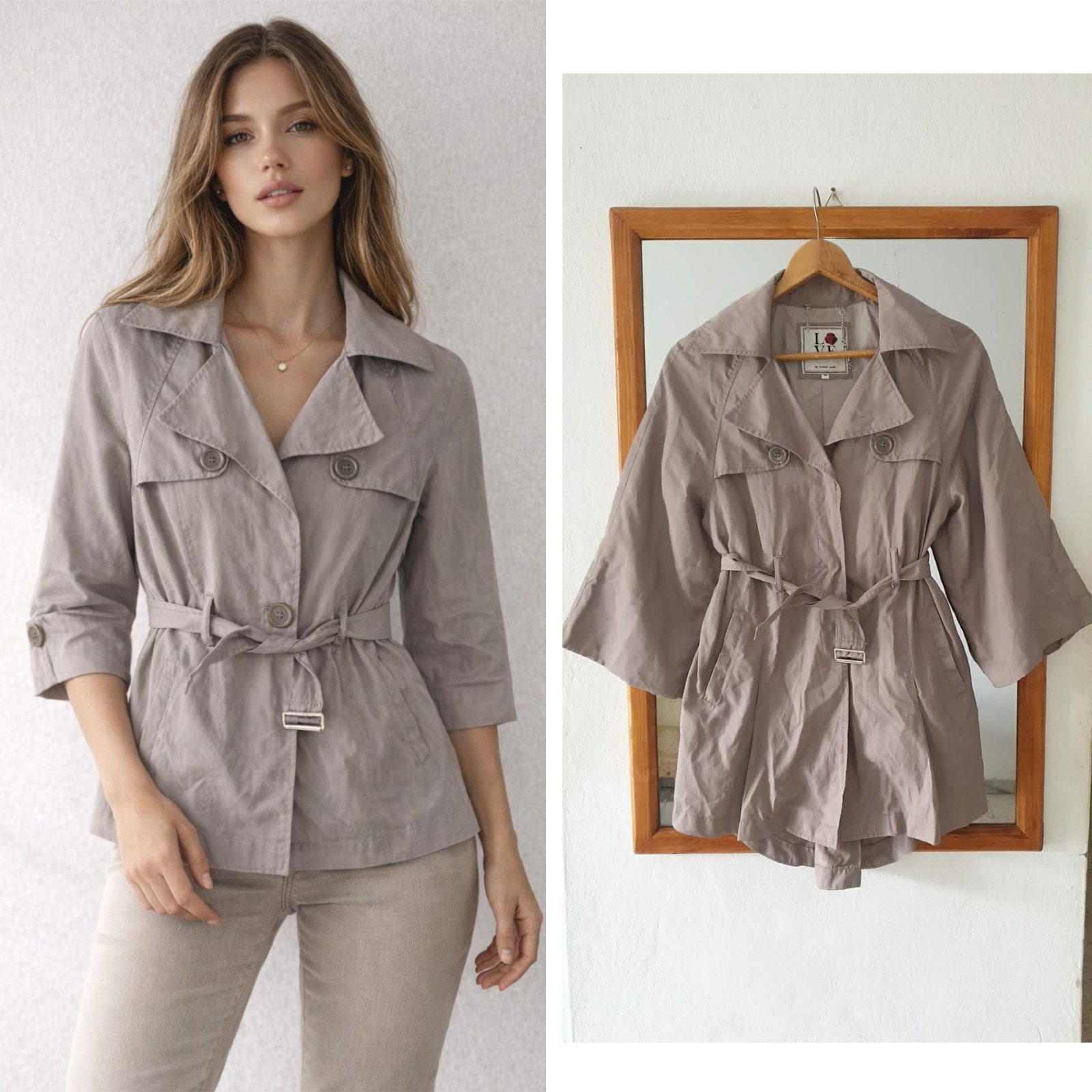 Trench gris taille 34..Les manches 3/ 4 