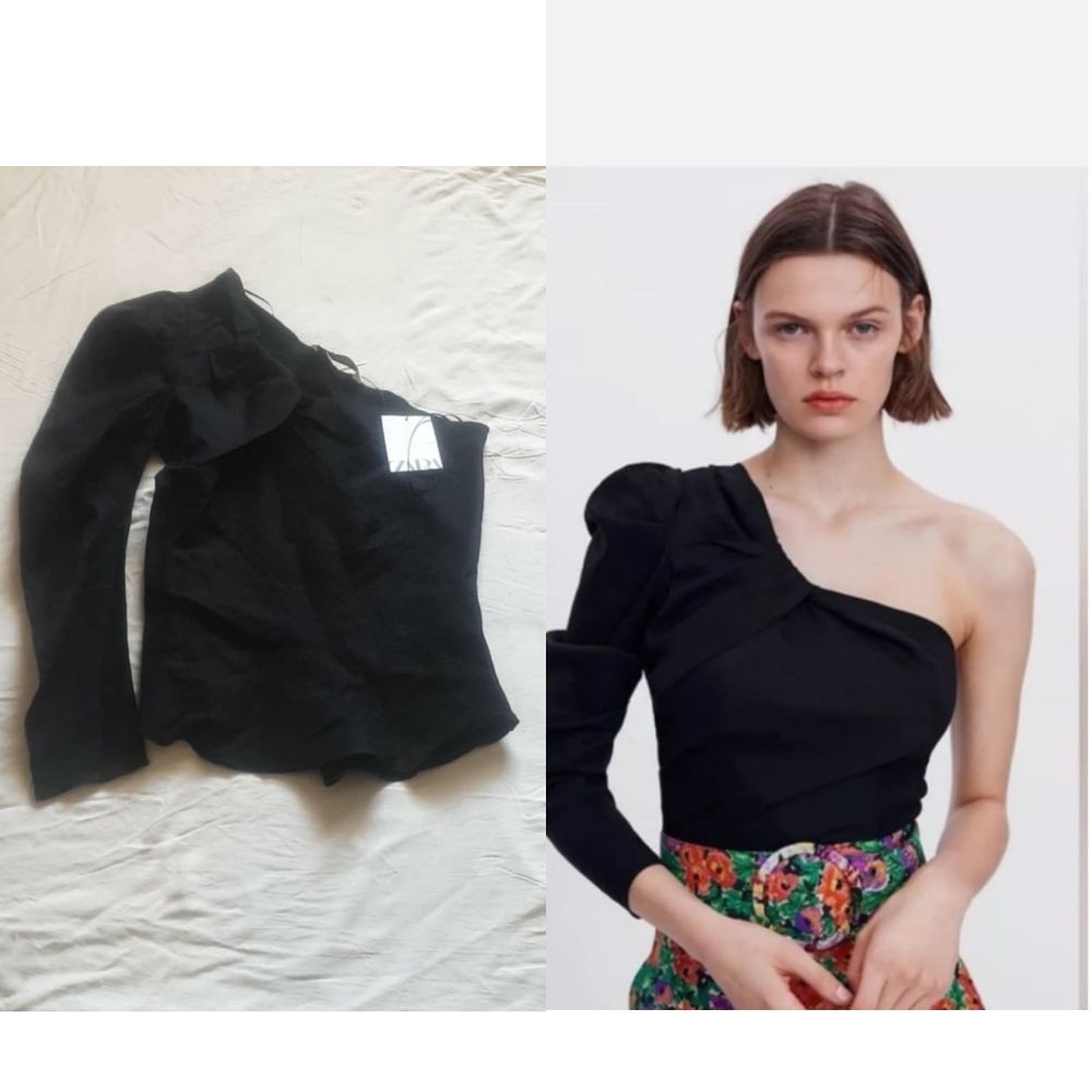 Zara shoulder blouse 77% lin taille M 