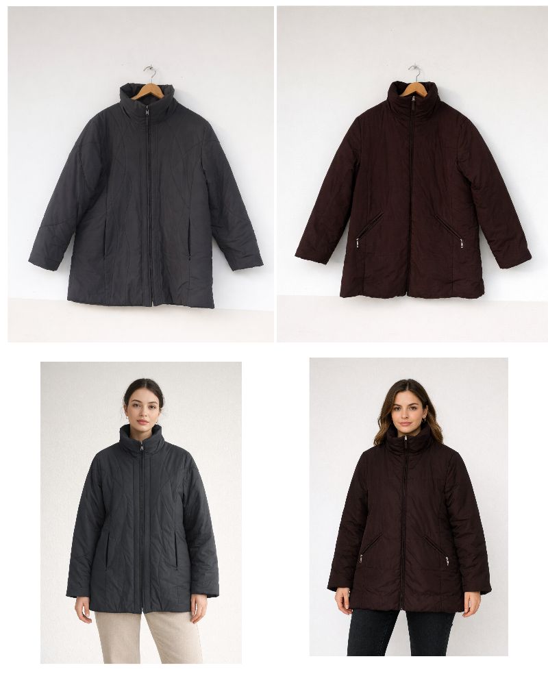 Manteau/veste double face: face marron et face gris fonce taille 44