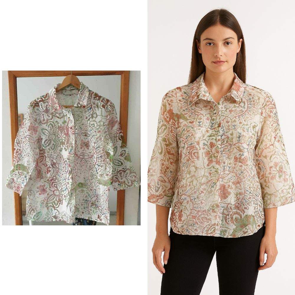 Chemise tissu transparente taille M élégante 