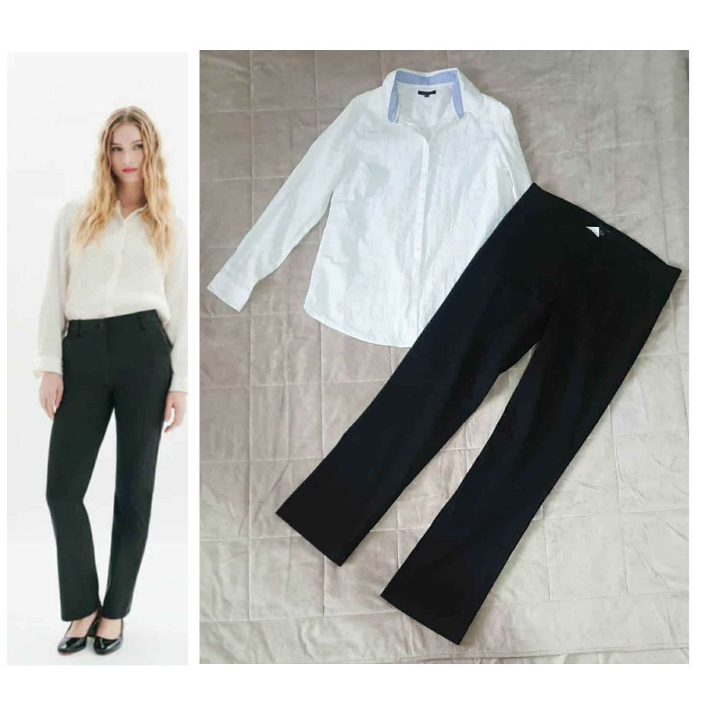 Outfits tommy hilfiger = pantalon noir tommy hilfiger taille mi-haute jamais porté + Chemise blanc tommy hilfiger taille 10us w tlabes taille 38-40 très bon etat 