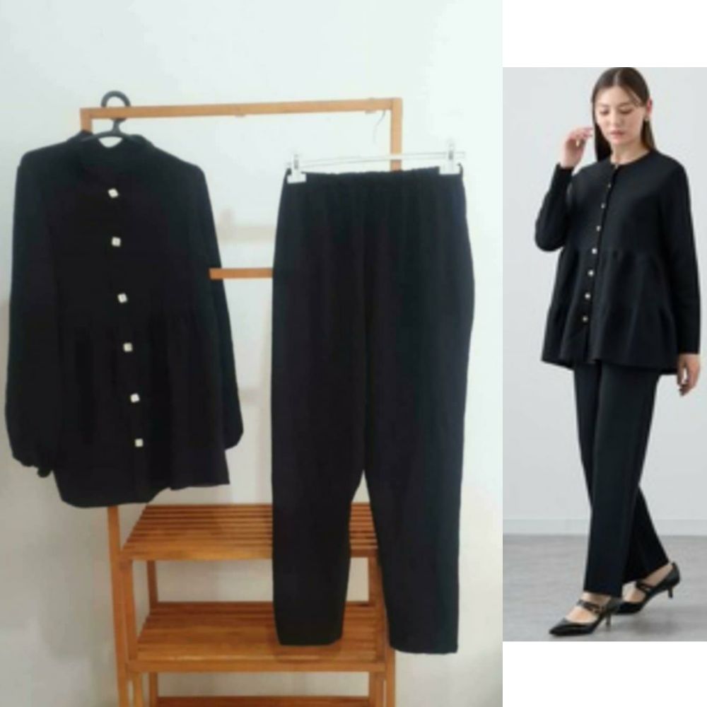Ensemble ki 5thito taille akber w hazito l terzi na9sli fih wala 38-40 w porter mara wa7da  tissu fluide et confortable sayafi