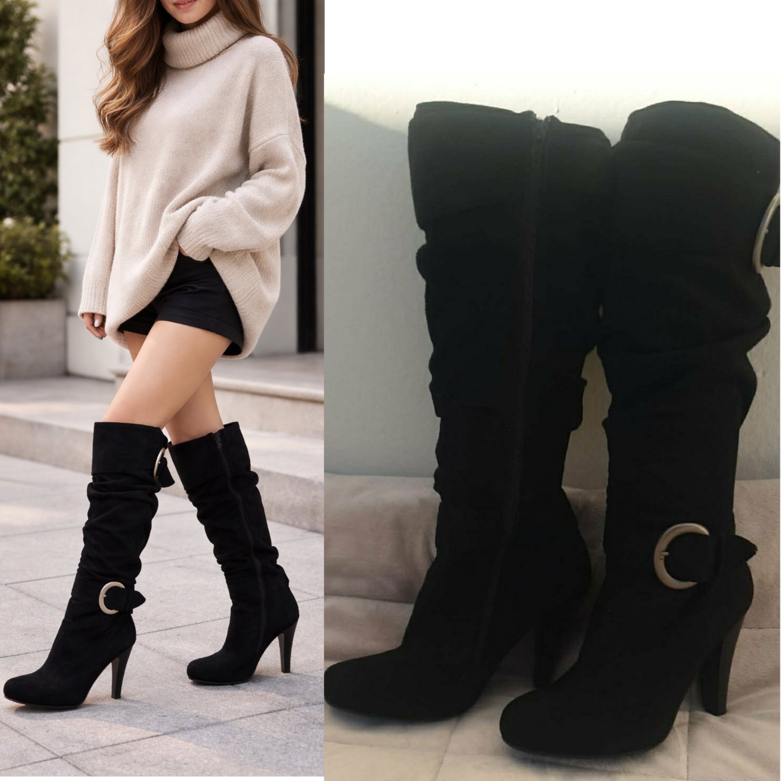 Bottes talon noir daim pointure 38