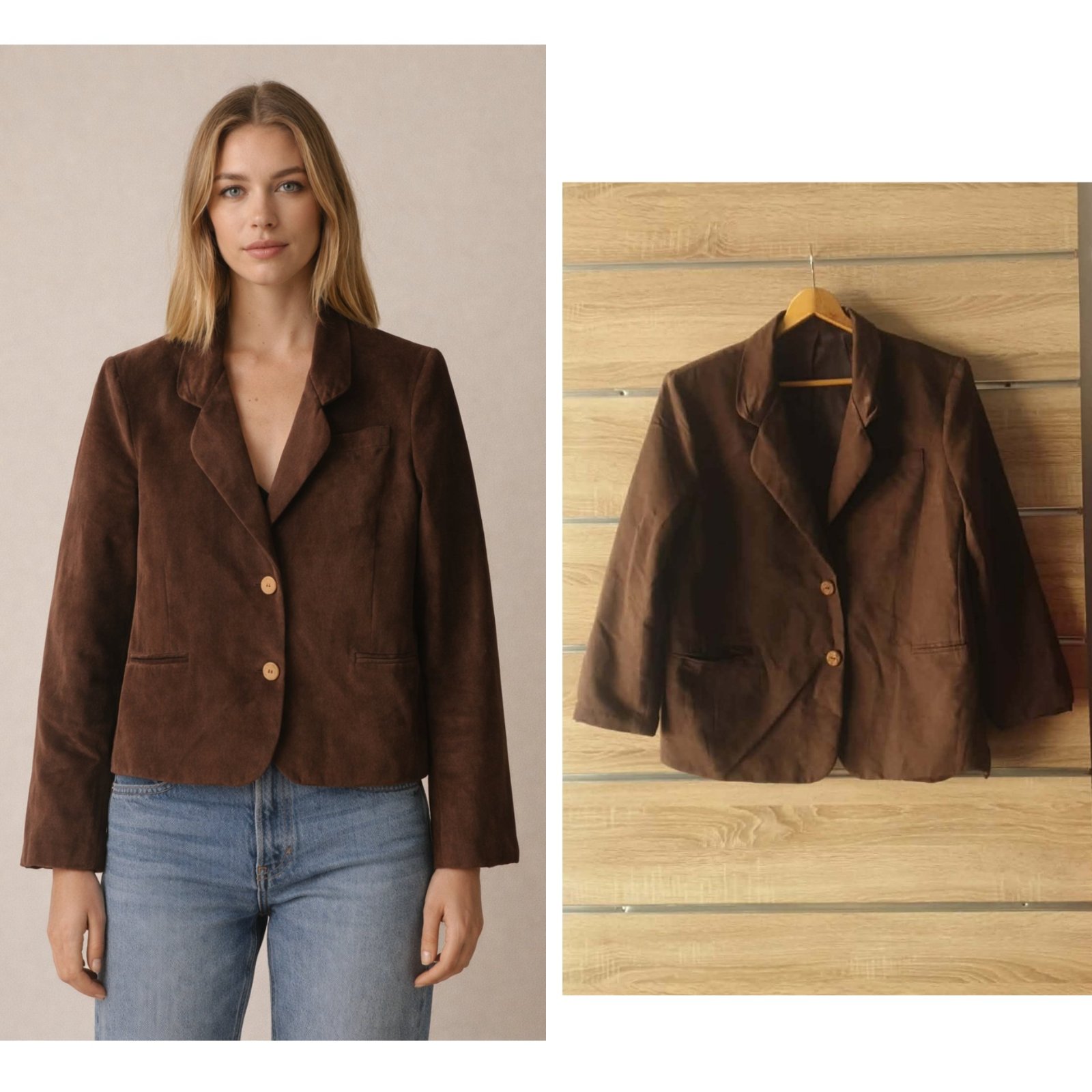 Blazer velours marron maktoub taille 48 mais tlabes 44 fort 46