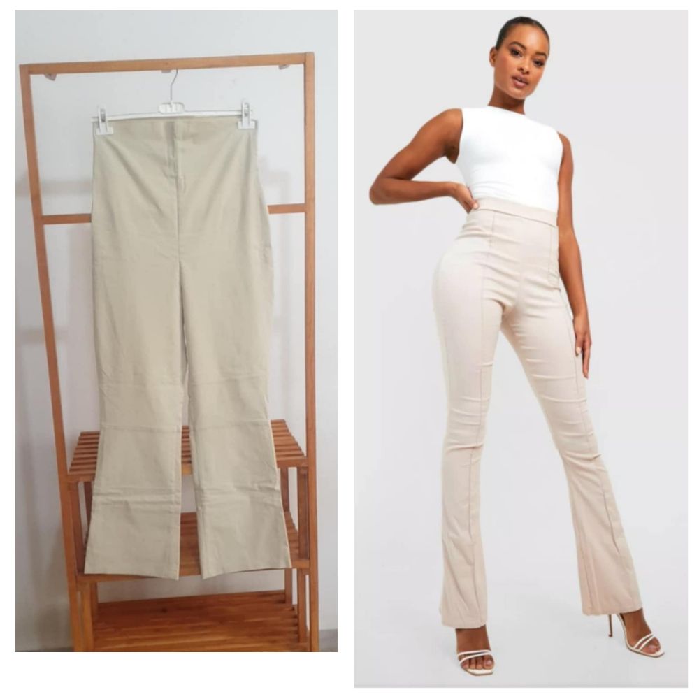 pantalon flare beige élastiquée taille 38 taille haute  