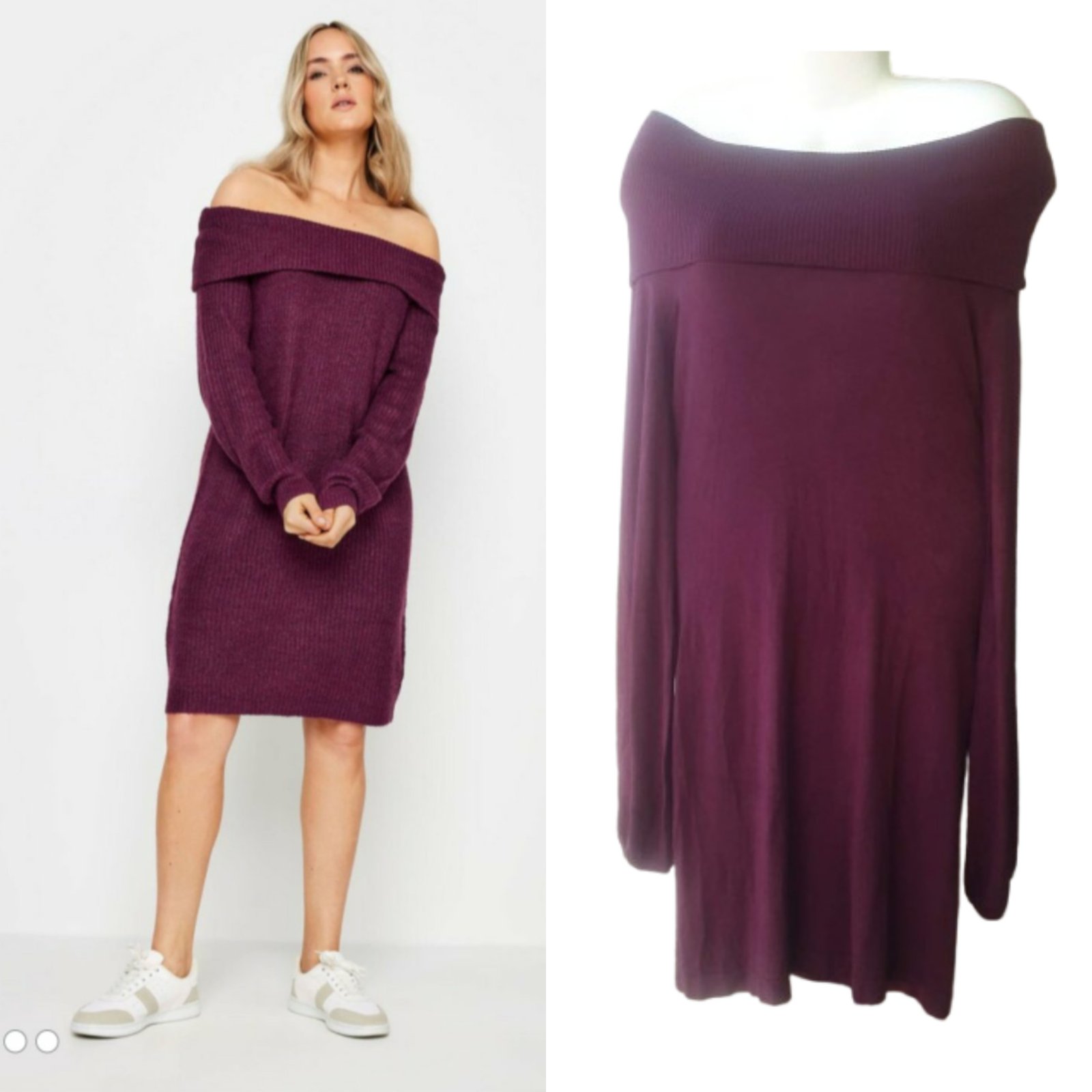 Robe off shoulder aubergine taille 38-40 