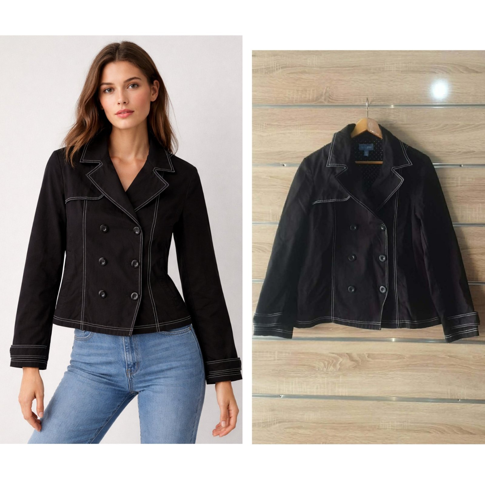 Trench noir courte tissu 5fif
