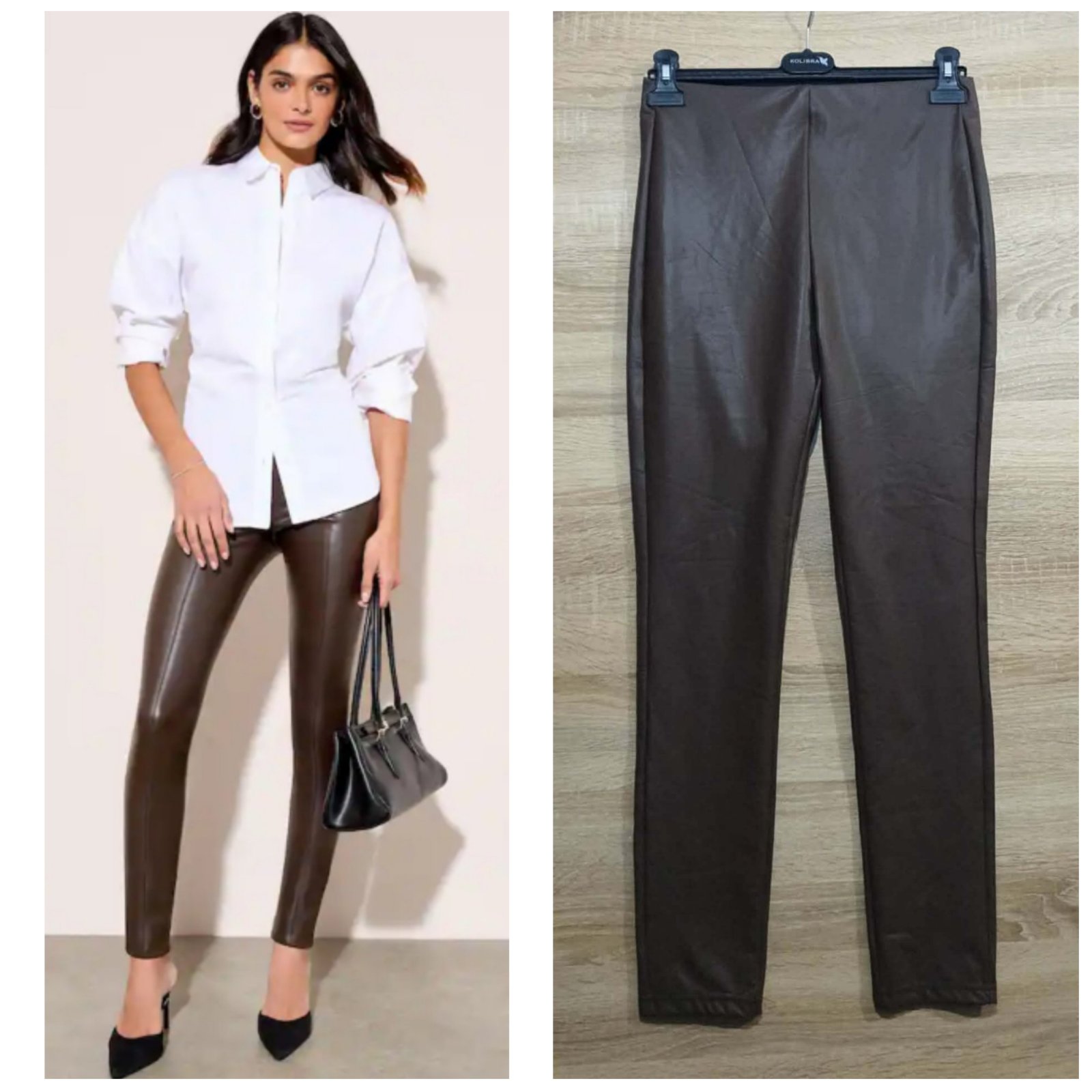 Legging similicuir marron chocolat taille M/L